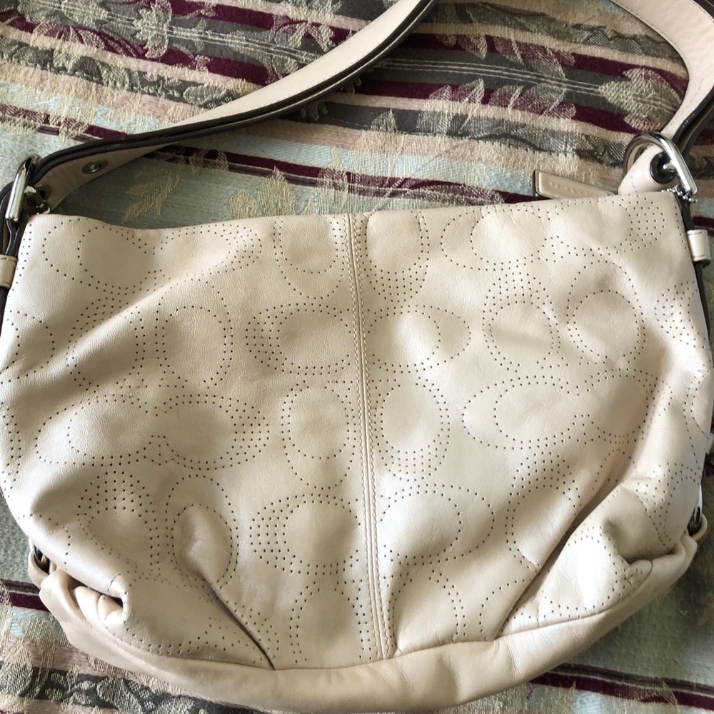 Coach cream/peach leather convertible arm, crossbody, shoulder bag